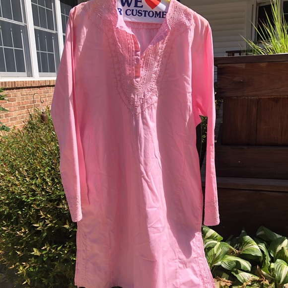 Lilly Pulitzer embroidered pink swimsuit cover-up